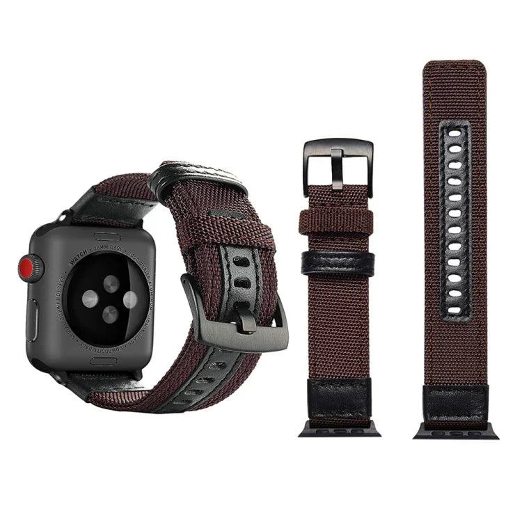 سوار ساعة نايلون بأسلوب جيب مع مشبك من الفولاذ المقاوم للصدأ لسلسلة Apple Watch 3 & 2 & 1 42مم، 42مم