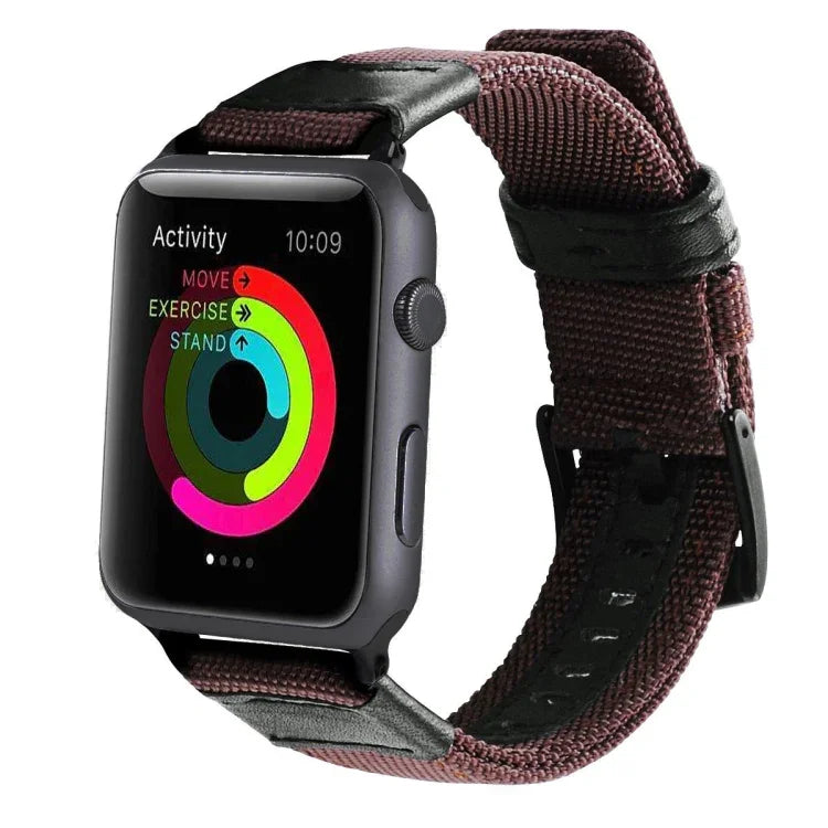سوار ساعة نايلون بأسلوب جيب مع مشبك من الفولاذ المقاوم للصدأ لسلسلة Apple Watch 3 & 2 & 1 42مم، 42مم