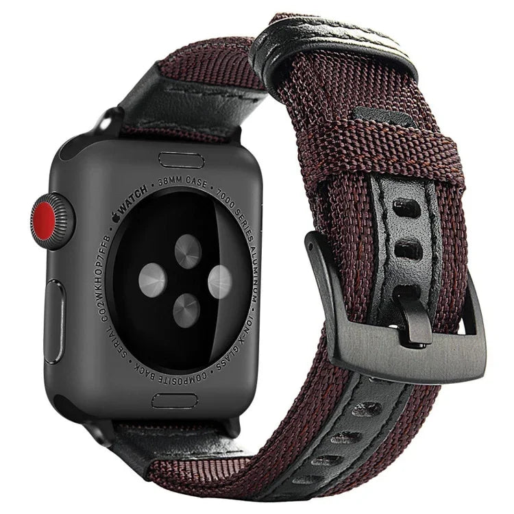 سوار ساعة نايلون بأسلوب جيب مع مشبك من الفولاذ المقاوم للصدأ لسلسلة Apple Watch 3 & 2 & 1 42مم، 42مم