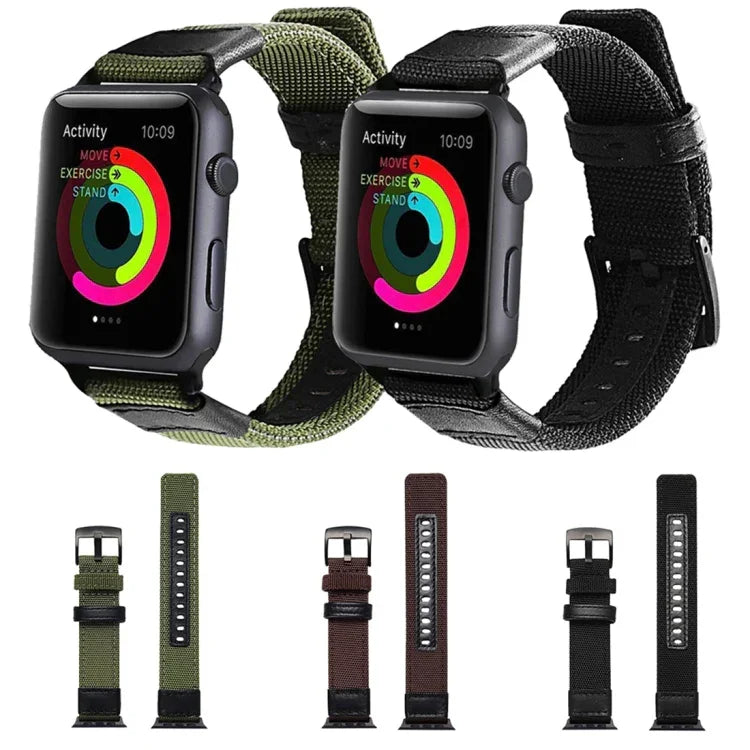 سوار ساعة نايلون بأسلوب جيب مع مشبك من الفولاذ المقاوم للصدأ لسلسلة Apple Watch 3 & 2 & 1 42مم، 42مم