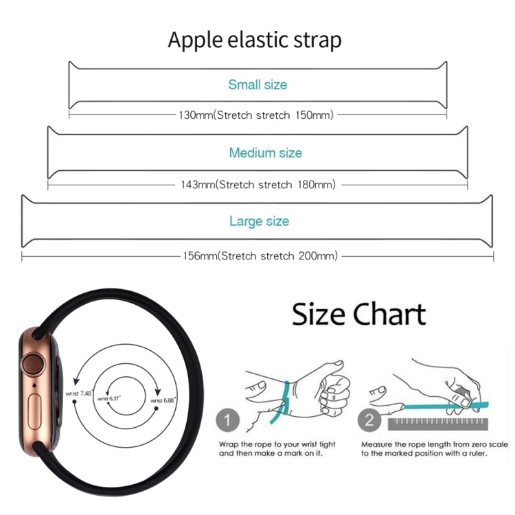 سوار ساعة سيليكون مرن بلون صلب لساعات Apple Watch سلسلة 8&7 مقاس 41مم / SE 2&6&SE&5&4 مقاس 40مم / 3&2&1 مقاس 38مم، الحجم: L 156مم، الحجم: L 156مم