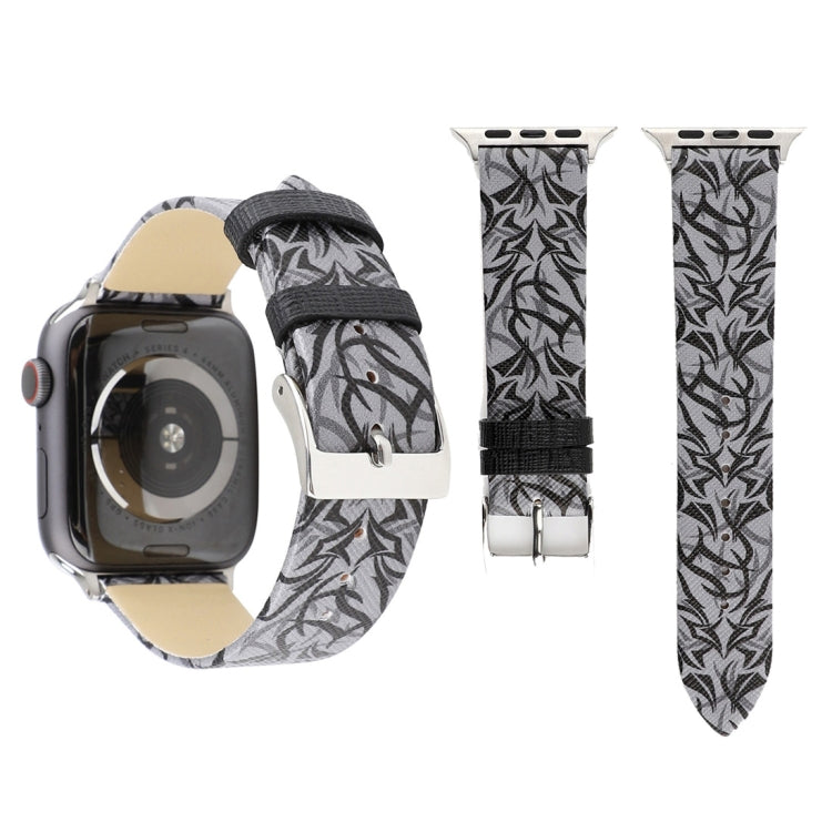 سوار ساعة من الجلد الطبيعي بطباعة Thorns لسلسلة Apple Watch 10 مقاس 42مم / 9&8&7 مقاس 41مم / SE 3&SE 2&6&SE&5&4 مقاس 40مم / 3&2&1 مقاس 38مم، 40مم