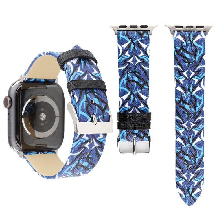 سوار ساعة من الجلد الطبيعي بطباعة Thorns لسلسلة Apple Watch 10 مقاس 42مم / 9&8&7 مقاس 41مم / SE 3&SE 2&6&SE&5&4 مقاس 40مم / 3&2&1 مقاس 38مم، 40مم
