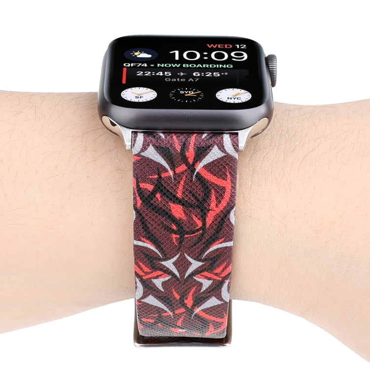 سوار ساعة من الجلد الطبيعي بطباعة Thorns لسلسلة Apple Watch 10 مقاس 42مم / 9&8&7 مقاس 41مم / SE 3&SE 2&6&SE&5&4 مقاس 40مم / 3&2&1 مقاس 38مم، 40مم
