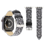 سوار ساعة من الجلد الطبيعي بطباعة Thorns لساعات Apple Watch Ultra 49مم و Watch Ultra 2 49مم / سلسلة 10 مقاس 46مم / 9&8&7 مقاس 45مم / SE 3&SE 2&6&SE&5&4 مقاس 44مم / 3&2&1 مقاس 42مم، 44مم