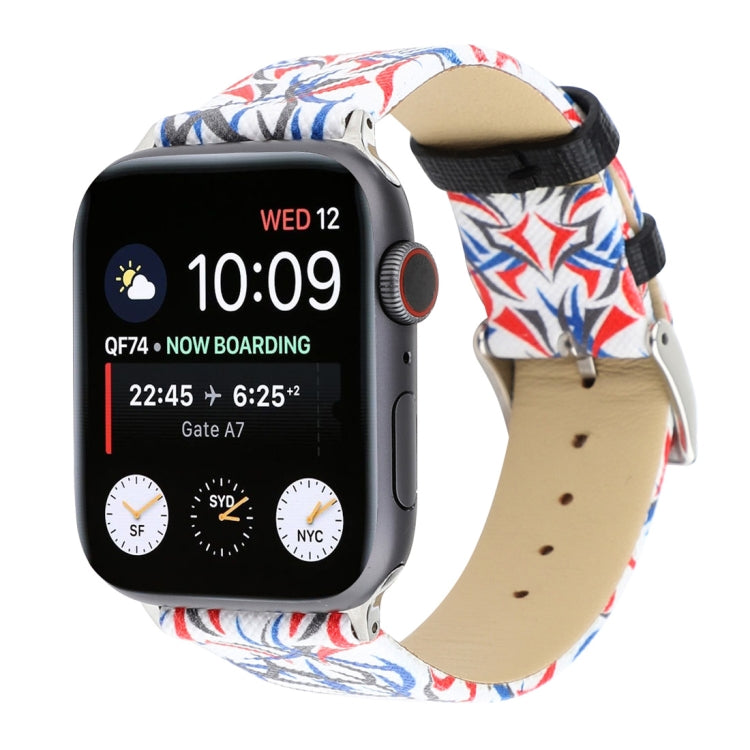 سوار ساعة من الجلد الطبيعي بطباعة Thorns لساعات Apple Watch Ultra 49مم و Watch Ultra 2 49مم / سلسلة 10 مقاس 46مم / 9&8&7 مقاس 45مم / SE 3&SE 2&6&SE&5&4 مقاس 44مم / 3&2&1 مقاس 42مم، 44مم