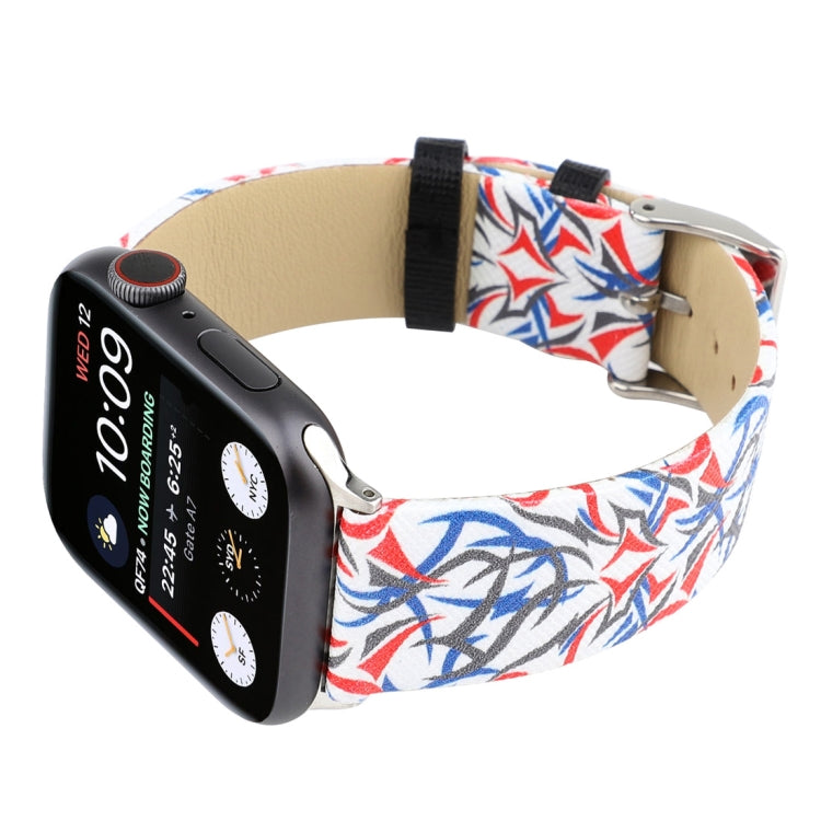 سوار ساعة من الجلد الطبيعي بطباعة Thorns لساعات Apple Watch Ultra 49مم و Watch Ultra 2 49مم / سلسلة 10 مقاس 46مم / 9&8&7 مقاس 45مم / SE 3&SE 2&6&SE&5&4 مقاس 44مم / 3&2&1 مقاس 42مم، 44مم