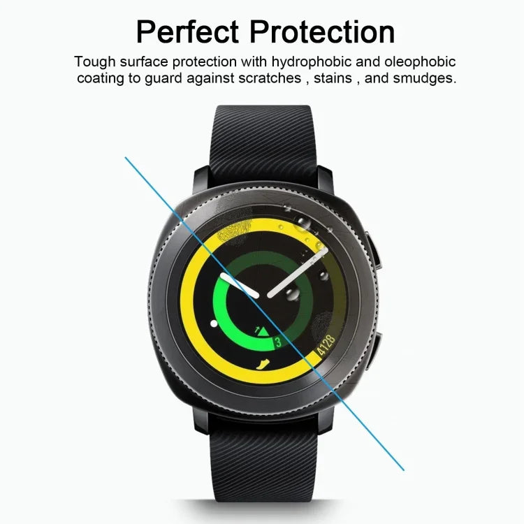 قطعتان من فيلم شاشة زجاجي مقسى مقاوم للانفجار ENKAY Hat-Prince لساعات Samsung Gear Sport الذكية، صلابة سطح 9H بسماكة 0.2مم، 2.15D، لـ Samsung Gear Sport (قطعتان)