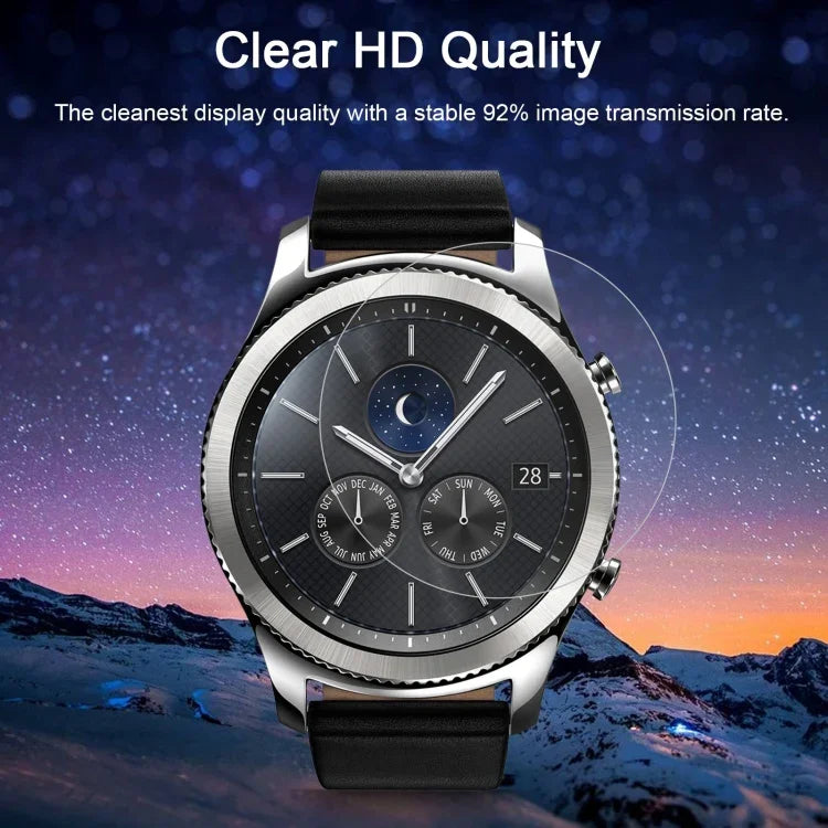 فيلم شاشة زجاجي مقسى مقاوم للانفجار ENKAY Hat-Prince لساعات Samsung Gear S3 الذكية، صلابة سطح 9H بسماكة 0.2مم، 2.15D