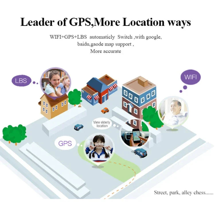 ساعة ذكية D99+ بشاشة LCD عالية الدقة بحجم 1.22 بوصة مع GPS مقاومة للماء لكبار السن، تدعم تحديد المواقع GPS + LBS + WiFi / اتصال ثنائي الاتجاه / مراقبة الصوت / إسعاف أولي بزر واحد / تنبيه رفع المعصم / سياج أمان، D99+ باللون الذهبي الوردي