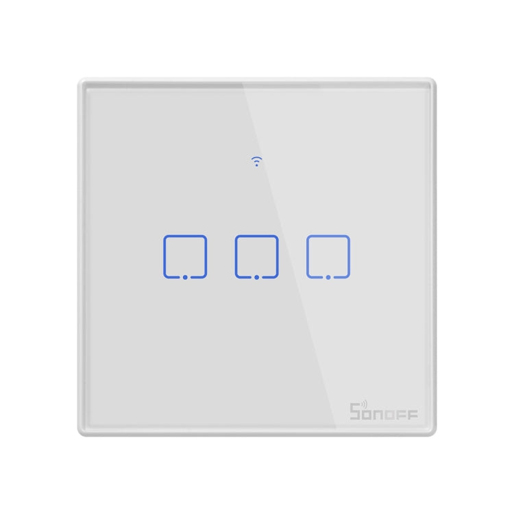 مفتاح حائط ذكي بشاشة زجاجية مقسّاة Sonoff T2 Touch 86mm، متوافق مع Alexa وGoogle Home، AC 100V-240V، قابس الاتحاد الأوروبي، 86mm/ 3 قابس الاتحاد الأوروبي