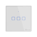 مفتاح حائط ذكي بشاشة زجاجية مقسّاة Sonoff T2 Touch 86mm، متوافق مع Alexa وGoogle Home، AC 100V-240V، قابس الاتحاد الأوروبي، 86mm/ 3 قابس الاتحاد الأوروبي