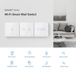 مفتاح حائط ذكي بشاشة زجاجية مقسّاة Sonoff T2 Touch 86mm، متوافق مع Alexa وGoogle Home، AC 100V-240V، قابس الاتحاد الأوروبي، 86mm/ 3 قابس الاتحاد الأوروبي