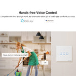 مفتاح حائط ذكي بشاشة زجاجية مقسّاة Sonoff T2 Touch 86mm، متوافق مع Alexa وGoogle Home، AC 100V-240V، قابس الاتحاد الأوروبي، 86mm/ 3 قابس الاتحاد الأوروبي