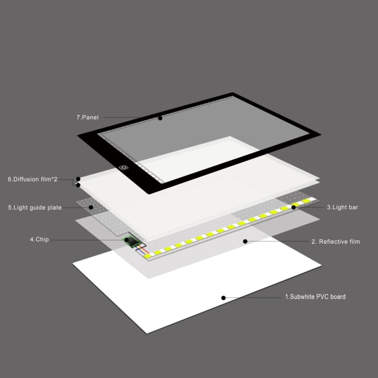 لوحات نسخ أكريليك LED بحجم A4 5W 5V قابلة للتعتيم بدون خطوات للرسوم التخطيطية للأنمي، مع كابل USB، الحجم: 220x330x5 مم، تعتيم بدون خطوات