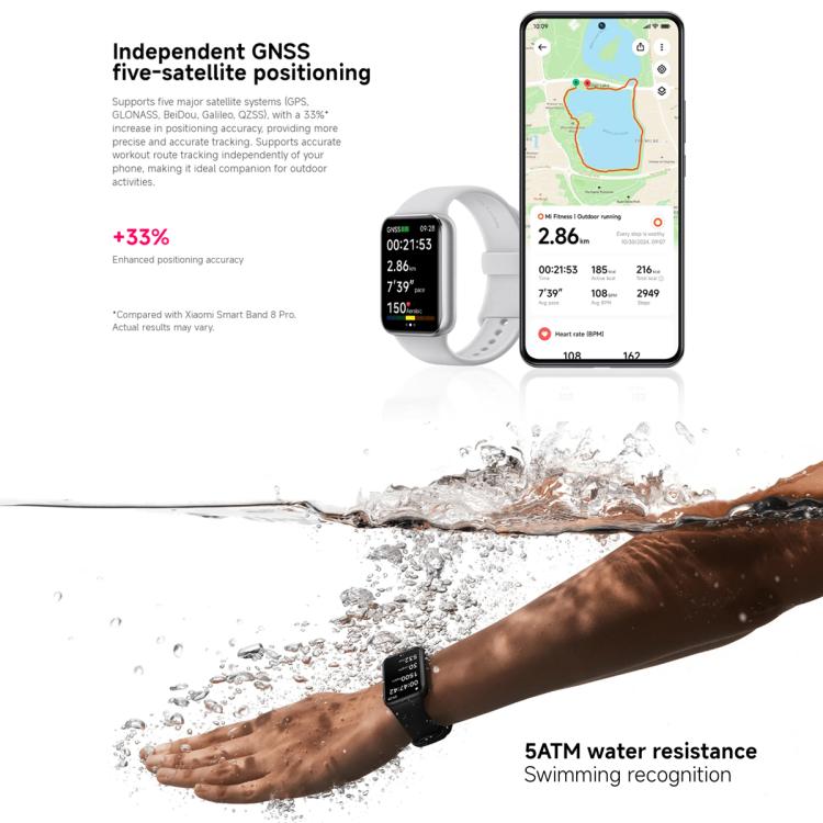 Original Xiaomi Smart Band 9 Pro Global 1.74 inch AMOLED Screen 5ATM Waterproof Smart Watch, Support Blood Oxygen / Heart Rate Monitor, Smart Band 9 Pro Global Silver