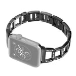 سوار ساعة من الفولاذ المقاوم للصدأ مزين بالألماس الملون لساعات Apple Watch Series 10 مقاس 42مم / 9&8&7 مقاس 41مم / SE 3&SE 2&6&SE&5&4 مقاس 40مم / 3&2&1 مقاس 38مم