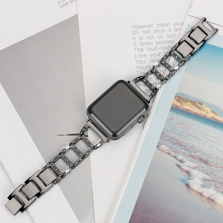 سوار ساعة من الفولاذ المقاوم للصدأ مزين بالألماس الملون لساعات Apple Watch Series 10 مقاس 42مم / 9&8&7 مقاس 41مم / SE 3&SE 2&6&SE&5&4 مقاس 40مم / 3&2&1 مقاس 38مم