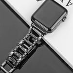 سوار ساعة من الفولاذ المقاوم للصدأ مزين بالألماس الملون لساعات Apple Watch Series 10 مقاس 42مم / 9&8&7 مقاس 41مم / SE 3&SE 2&6&SE&5&4 مقاس 40مم / 3&2&1 مقاس 38مم