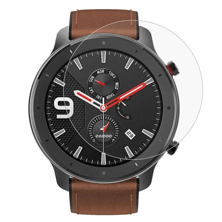 واقي شاشة زجاجي مقسى 9H بسمك 0.26 مم ومنحني 2.5D لساعة Amazfit GTR 47 مم، لساعة Amazfit GTR 47 مم
