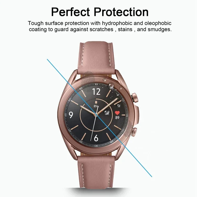 فيلم زجاجي مقسى 0.26مم 2.5D 9H لحماية شاشة Samsung Galaxy Watch3 مقاس 45مم، لـ Samsung Galaxy Watch3 45مم