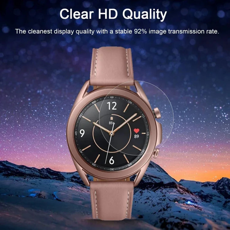 فيلم زجاجي مقسى 0.26مم 2.5D 9H لحماية شاشة Samsung Galaxy Watch3 مقاس 45مم، لـ Samsung Galaxy Watch3 45مم