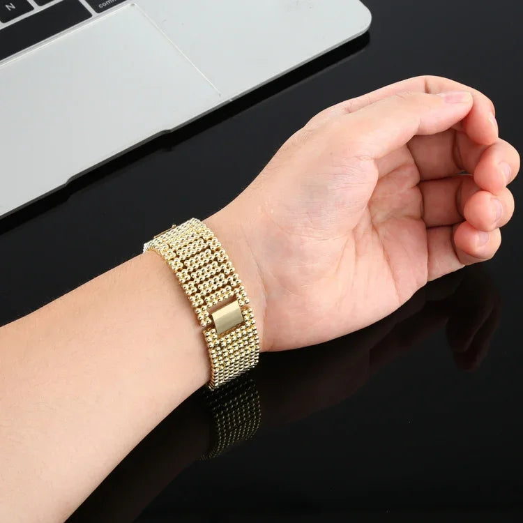 لساعة Apple Watch Ultra 49مم وWatch Ultra 2 49مم / السلسلة 10 46مم / 9 و8 و7 45مم / SE 3 وSE 2 و6 وSE و5 و4 44مم / 3 و2 و1 42مم سوار ساعة من الفولاذ المقاوم للصدأ بتسع خرزات، لساعات Apple Watch السلسلة 7 45مم / 6 وSE و5 و4 44مم / 3 و2 و1 42مم
