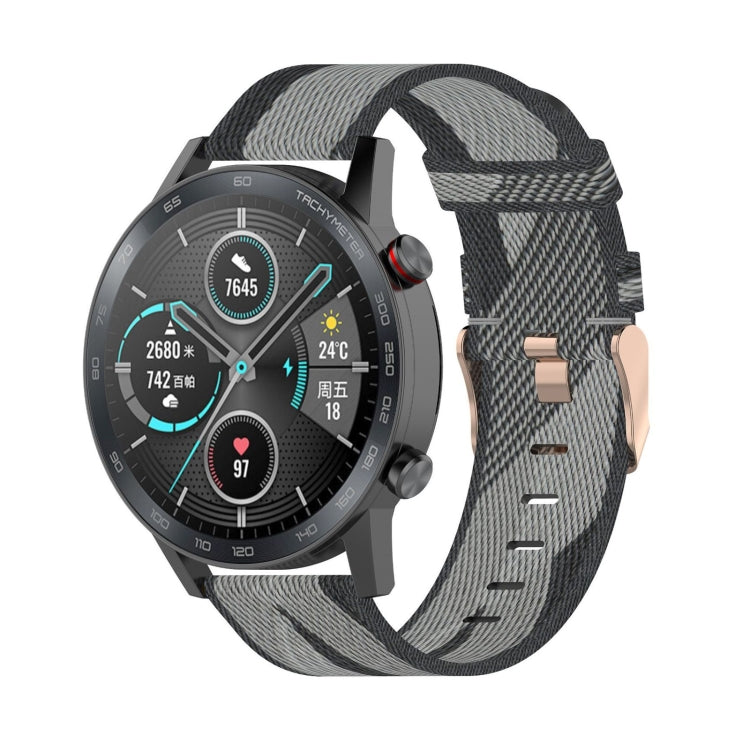 سوار ساعة نايلون منسوج مخطط بعرض 22 مم لساعات Huawei GT / GT2 46 مم، Honor Magic Watch 2 46 مم / Magic
