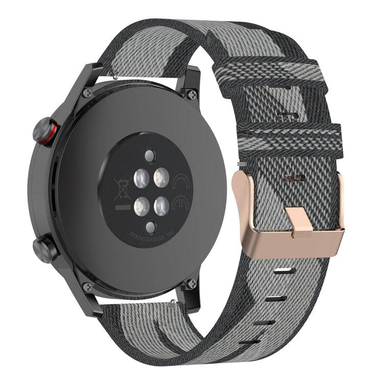سوار ساعة نايلون منسوج مخطط بعرض 22 مم لساعات Huawei GT / GT2 46 مم، Honor Magic Watch 2 46 مم / Magic