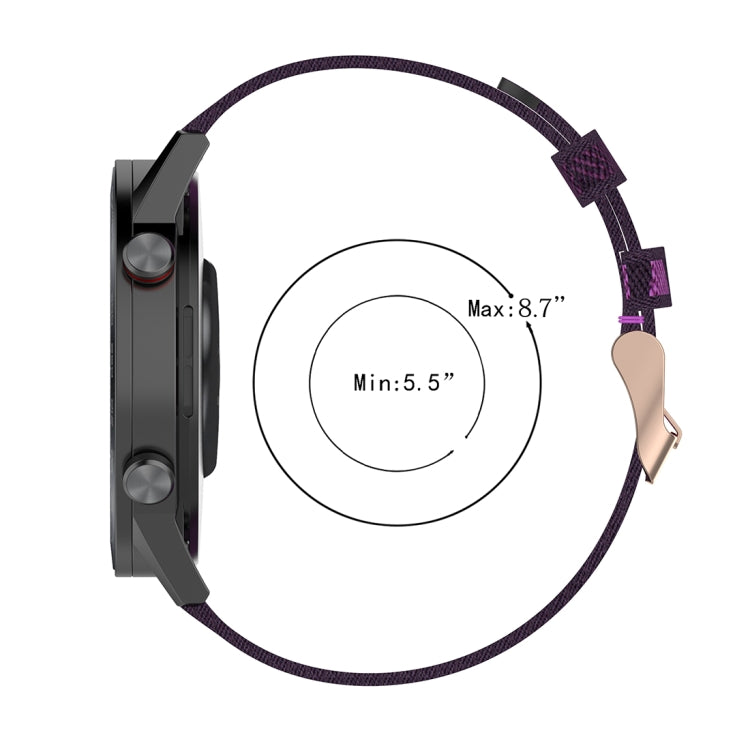 سوار ساعة نايلون منسوج مخطط بعرض 22 مم لساعات Huawei GT / GT2 46 مم، Honor Magic Watch 2 46 مم / Magic