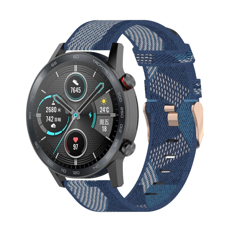سوار ساعة نايلون منسوج مخطط بعرض 22 مم لساعات Huawei GT / GT2 46 مم، Honor Magic Watch 2 46 مم / Magic
