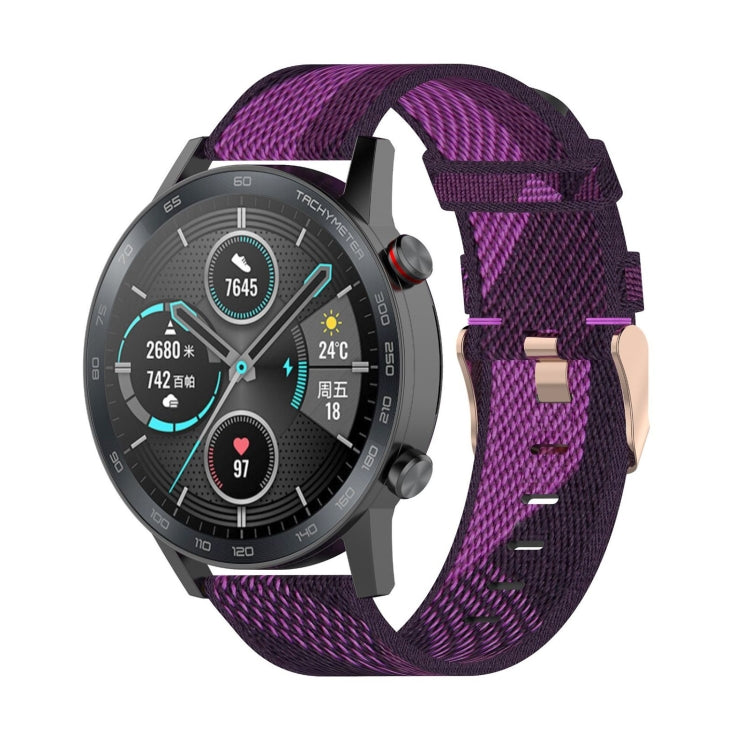 سوار ساعة نايلون منسوج مخطط بعرض 22 مم لساعات Huawei GT / GT2 46 مم، Honor Magic Watch 2 46 مم / Magic