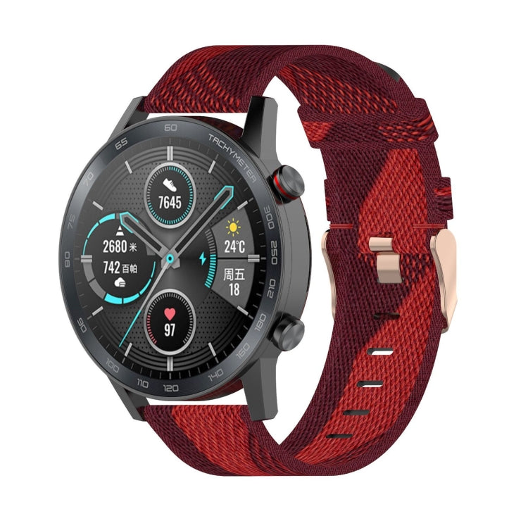 سوار ساعة نايلون منسوج مخطط بعرض 22 مم لساعات Huawei GT / GT2 46 مم، Honor Magic Watch 2 46 مم / Magic