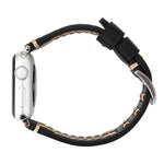 لساعات Apple Watch Series 10 مقاس 42مم / 9&8&7 مقاس 41مم / SE 3&SE 2&6&SE&5&4 مقاس 40مم / 3&2&1 مقاس 38مم سوار ساعة يد من الجلد الطبيعي بنمط خطوط يدوي، مقاس 38مم