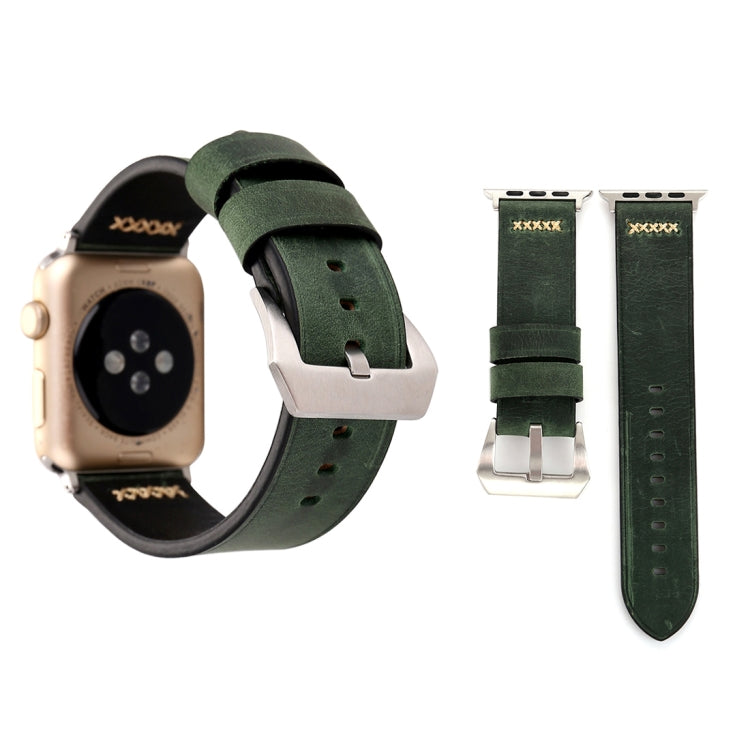 لساعات Apple Watch Ultra 49مم و Watch Ultra 2 49مم / Series 10 مقاس 46مم / 9&8&7 مقاس 45مم / SE 3&SE 2&6&SE&5&4 مقاس 44مم / 3&2&1 مقاس 42مم سوار ساعة يد من الجلد الطبيعي بنمط خطوط رجعي XX، مقاس 42مم
