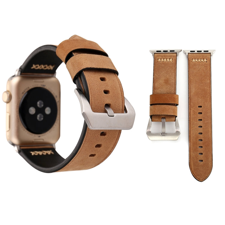 لساعات Apple Watch Ultra 49مم و Watch Ultra 2 49مم / Series 10 مقاس 46مم / 9&8&7 مقاس 45مم / SE 3&SE 2&6&SE&5&4 مقاس 44مم / 3&2&1 مقاس 42مم سوار ساعة يد من الجلد الطبيعي بنمط خطوط رجعي XX، مقاس 42مم
