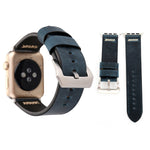 لساعات Apple Watch Ultra 49مم و Watch Ultra 2 49مم / Series 10 مقاس 46مم / 9&8&7 مقاس 45مم / SE 3&SE 2&6&SE&5&4 مقاس 44مم / 3&2&1 مقاس 42مم سوار ساعة يد من الجلد الطبيعي بنمط خطوط رجعي XX، مقاس 42مم