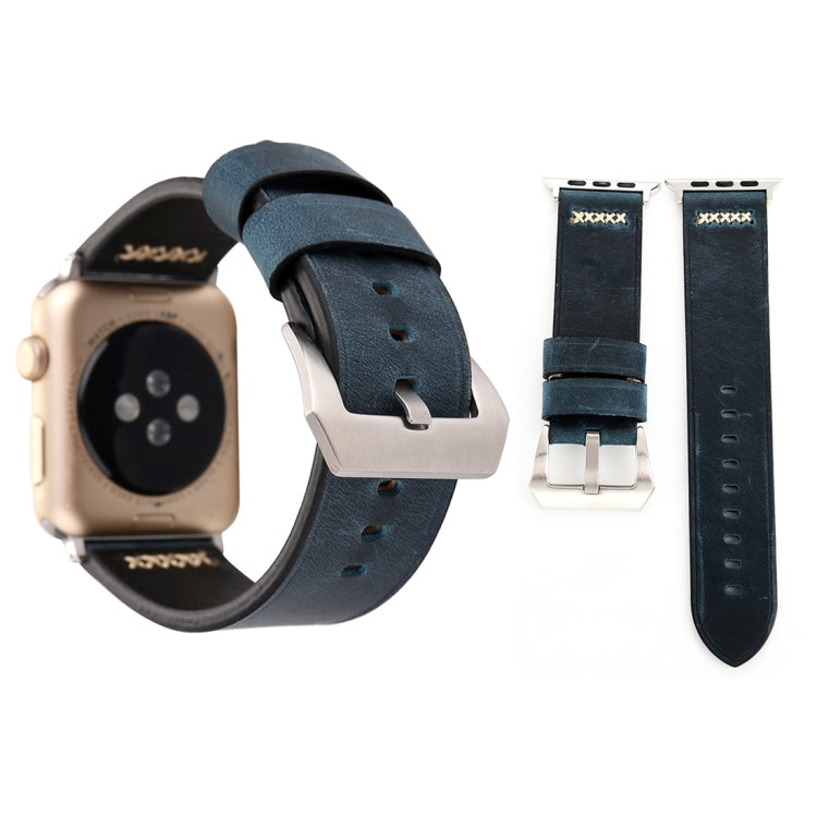 لساعات Apple Watch Ultra 49مم و Watch Ultra 2 49مم / Series 10 مقاس 46مم / 9&8&7 مقاس 45مم / SE 3&SE 2&6&SE&5&4 مقاس 44مم / 3&2&1 مقاس 42مم سوار ساعة يد من الجلد الطبيعي بنمط خطوط رجعي XX، مقاس 42مم