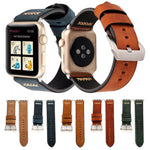 لساعات Apple Watch Ultra 49مم و Watch Ultra 2 49مم / Series 10 مقاس 46مم / 9&8&7 مقاس 45مم / SE 3&SE 2&6&SE&5&4 مقاس 44مم / 3&2&1 مقاس 42مم سوار ساعة يد من الجلد الطبيعي بنمط خطوط رجعي XX، مقاس 42مم