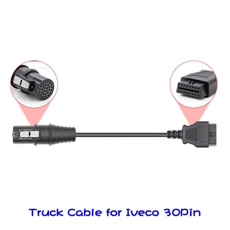 For Iveco 30 Pin Male to OBDII 16 Pin Female Truck Adapter Cable, For Iveco
