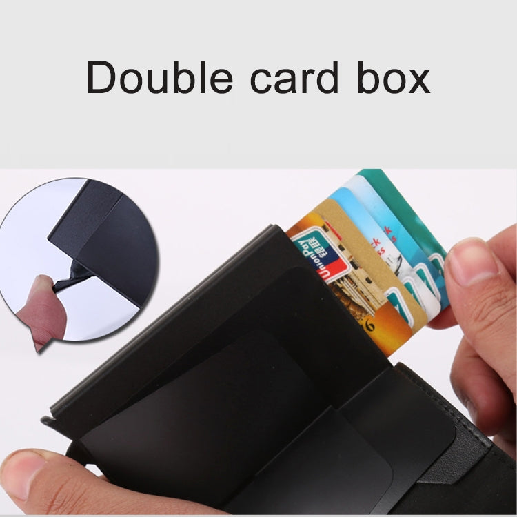 X-7 حقيبة محفظة جلدية متعددة الوظائف من الألمنيوم بنسيج حصان مجنون مضاد للمغناطيس RFID