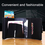 X-7 حقيبة محفظة جلدية متعددة الوظائف من الألمنيوم بنسيج حصان مجنون مضاد للمغناطيس RFID