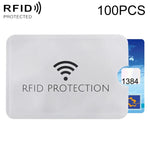 100 قطعة غلاف رقائق الألمنيوم مضاد للسرقة لحجب RFID لحماية البطاقة، الحجم: 9.1*6.3 سم، حماية RFID 100 قطعة