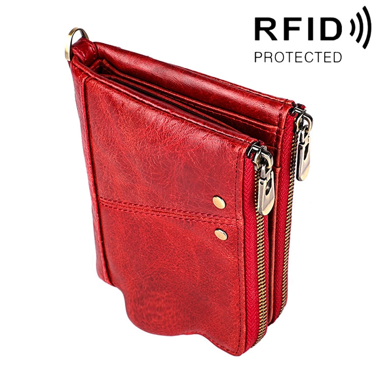 محفظة يد للرجال من جلد البقر بنمط حصان مجنون طويل مضادة للمغناطيس وحاجبة لـ RFID، مع فتحات للبطاقات، موديل 3533 باللون البني المصفر، الأسود، القهوة، الأزرق، الأحمر
