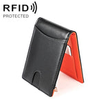 محفظة جلد بقري مضادة للمغناطيس RFID مع فتحات متعددة للبطاقات للرجال، مع حقيبة بسحاب، 9606 أسود، 9606 بني