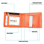 محفظة جلد بقري مضادة للمغناطيس RFID مع فتحات متعددة للبطاقات للرجال، مع حقيبة بسحاب، 9606 أسود، 9606 بني