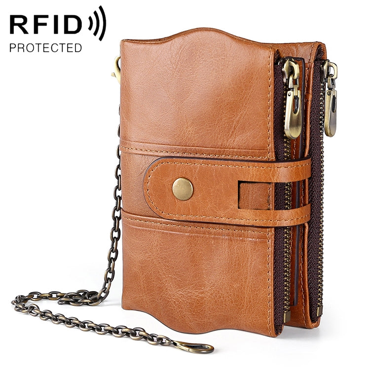 محفظة يد جلدية من جلد البقر بسحاب وحلقة مضادة للمغناطيس RFID للرجال مع فتحات بطاقات وحزام كتف موديل LT3539، حزام كتف أزرق LT3539، حزام أحمر LT3539، بني مصفر LT3539