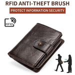 محفظة جلدية متعددة الوظائف من جلد الحصان المجنون TP-201 مع قفل RFID عتيق، TP-201