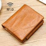 محفظة جلدية متعددة الوظائف TP-191 بشمع وزيت مع حماية RFID وثلاث طيات