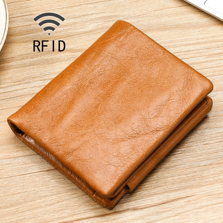 محفظة جلدية متعددة الوظائف TP-191 بشمع وزيت مع حماية RFID وثلاث طيات